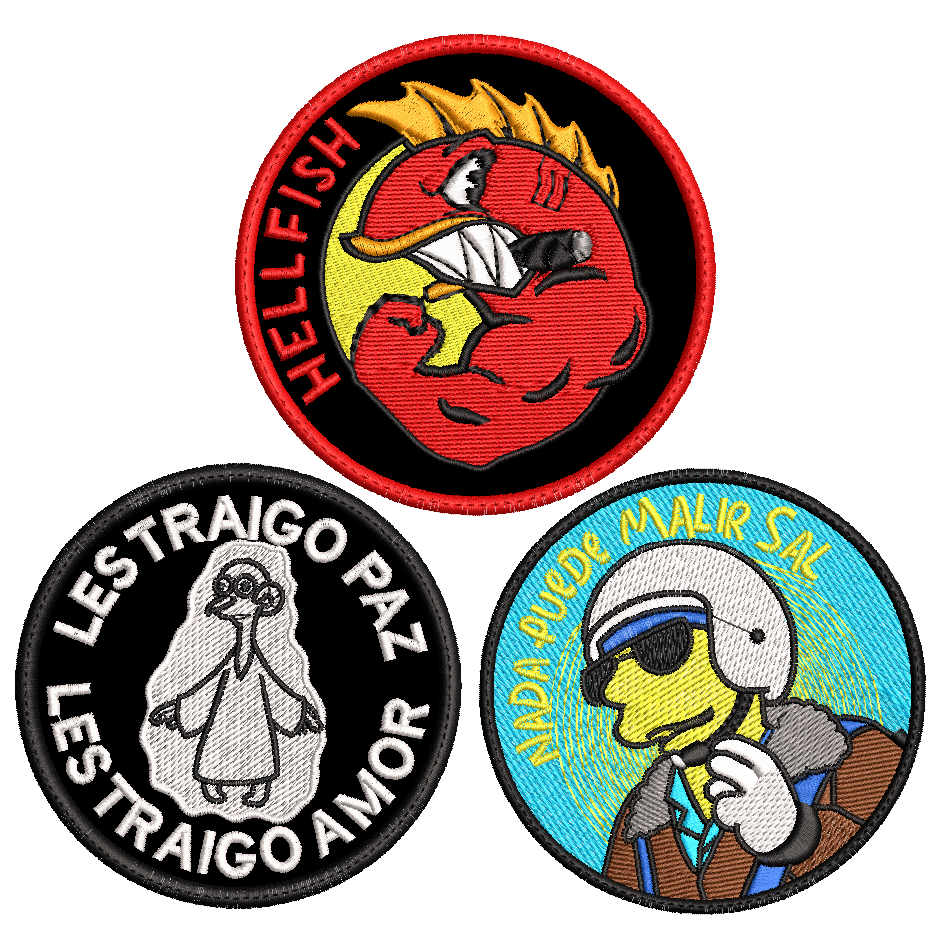 Pack Parches Bordados HELLFISH BURNS NADA PUEDE SALIR MAL