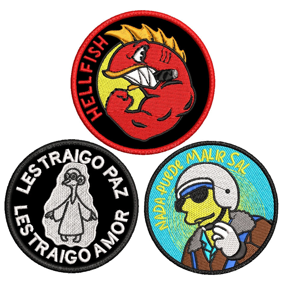 Pack Parches Bordados HELLFISH BURNS NADA PUEDE SALIR MAL
