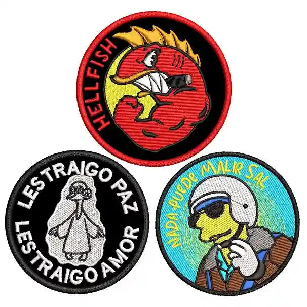 Pack Parches Bordados HELLFISH BURNS NADA PUEDE SALIR MAL