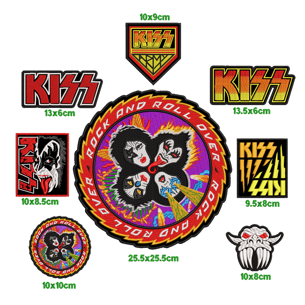 Pack Parches Bordados KISS Hard Rock