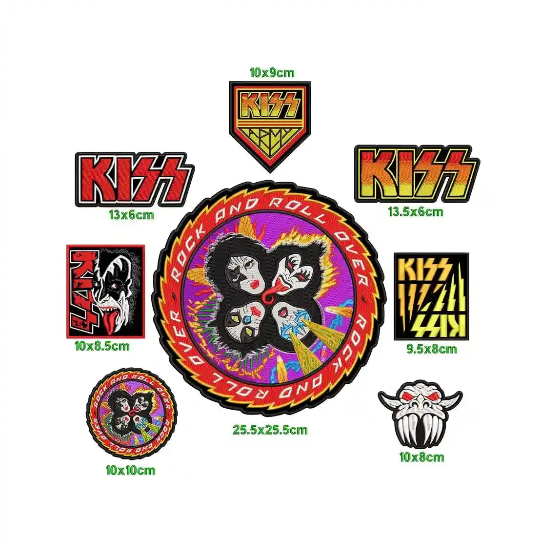 Pack Parches Bordados KISS Hard Rock