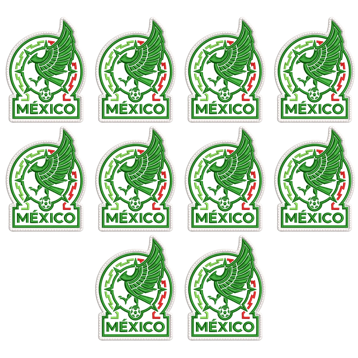 Pack 10 Parches Bordados MEXICO MUNDIAL