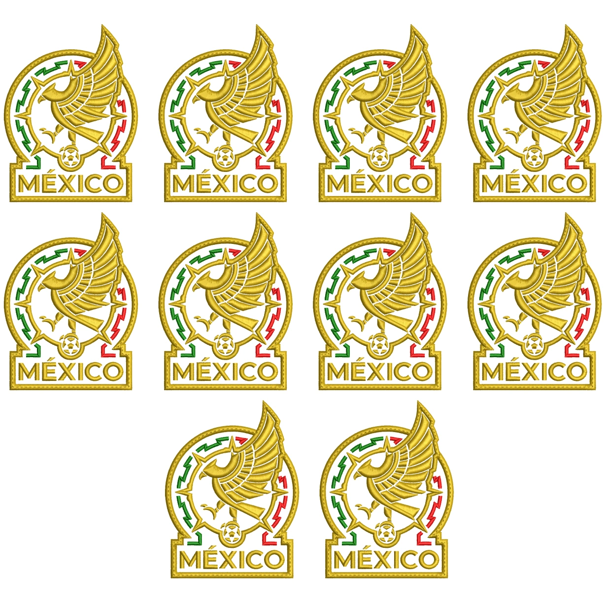 Pack 10 Parches Bordados MEXICO MUNDIAL