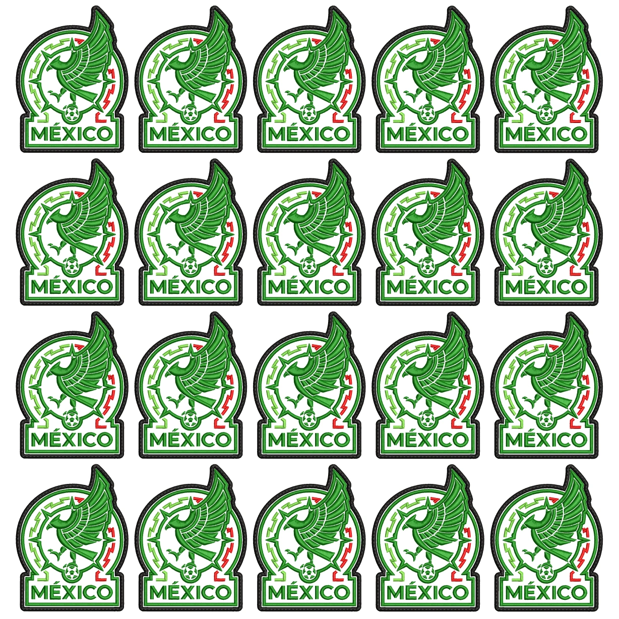 Pack 20 Parches Bordados MEXICO MUNDIAL