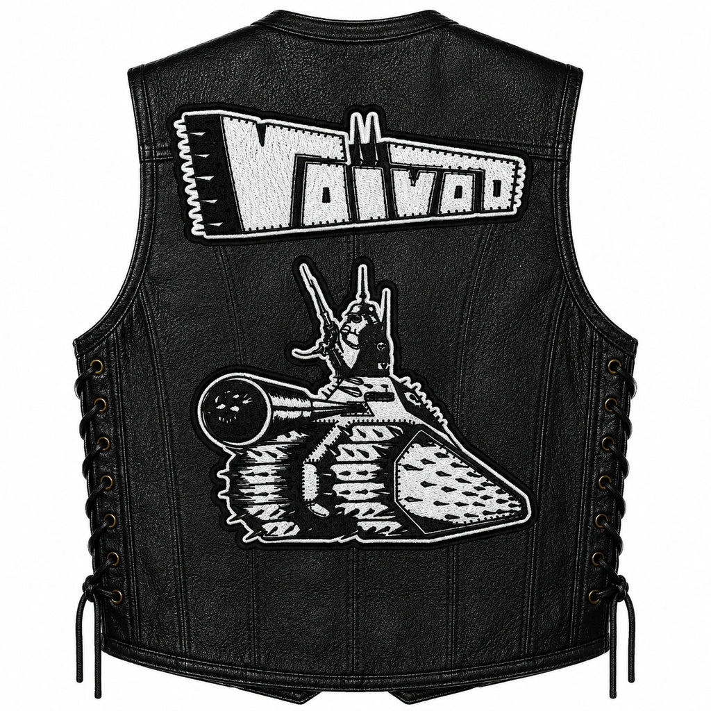 Chaleco de piel original más espaldera bordada VOIVOD