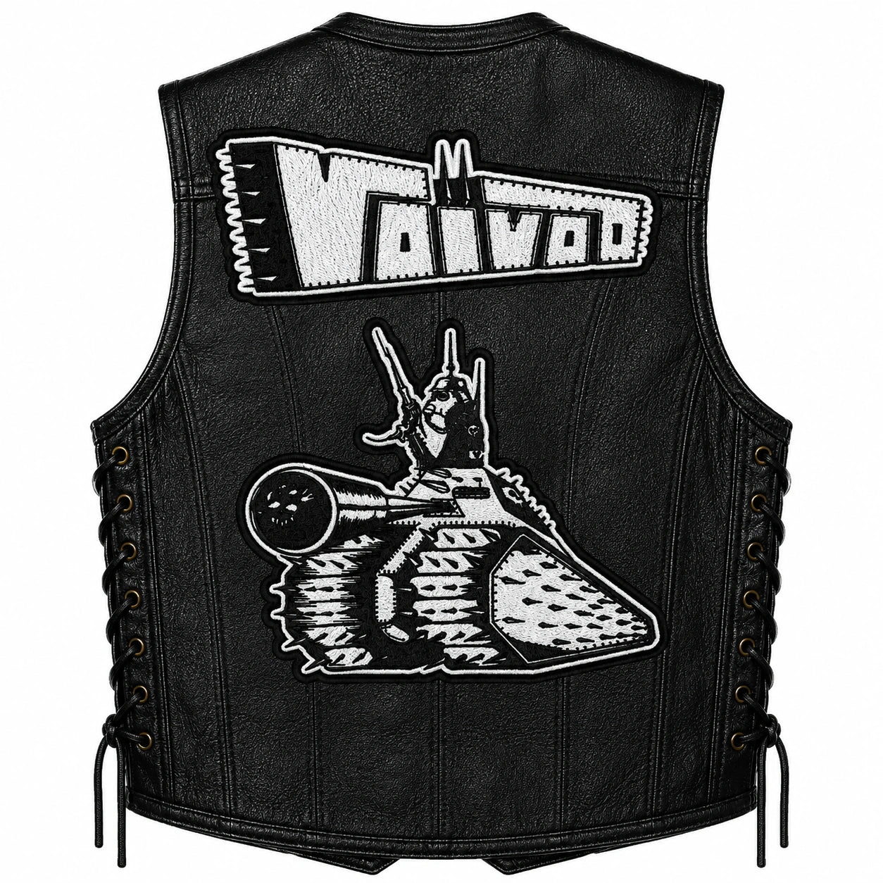 Chaleco de piel original más espaldera bordada VOIVOD