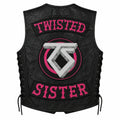 Chaleco de piel original más espaldera bordada TWISTED SISTER Rock