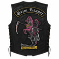 Chaleco de piel original más espaldera bordada GRIM REAPER