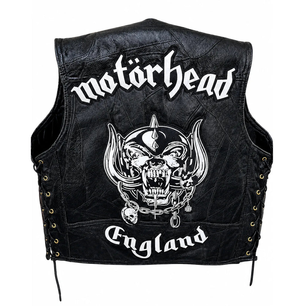 Chaleco de piel original más espaldera bordada MOTORHEAD B Heavy Metal