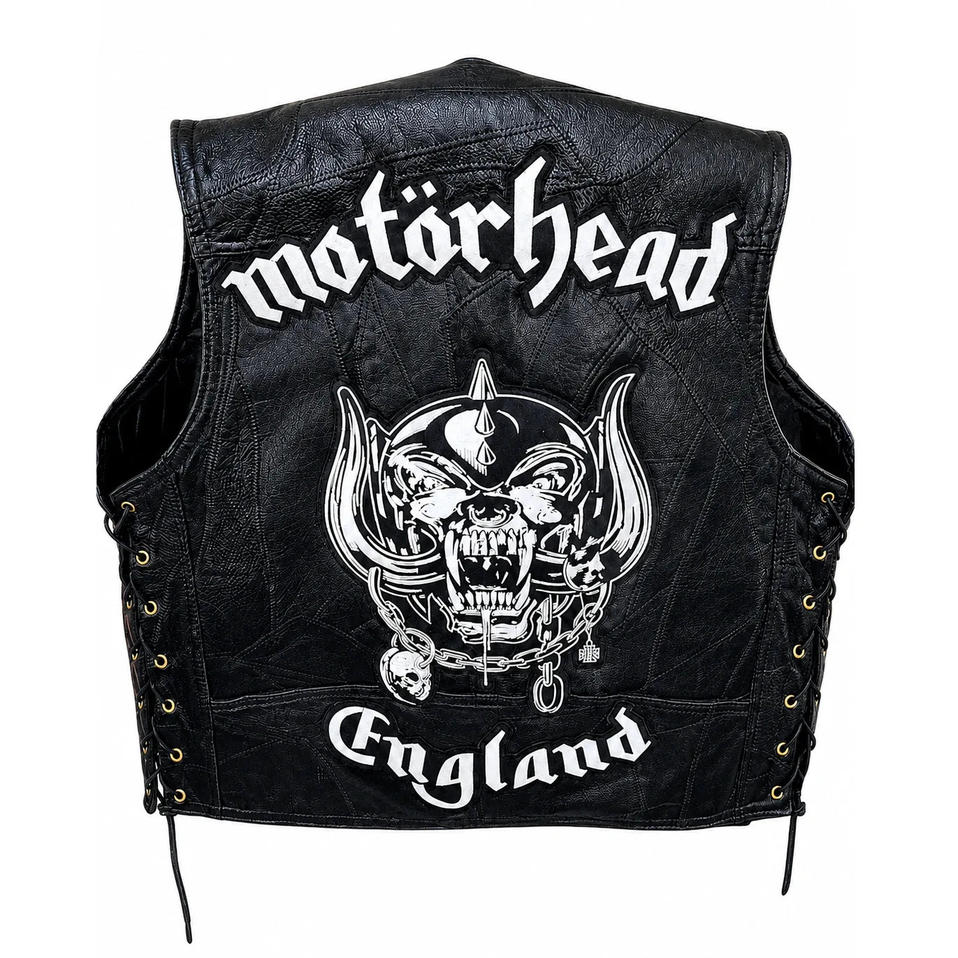 Chaleco de piel original más espaldera bordada MOTORHEAD B Heavy Metal