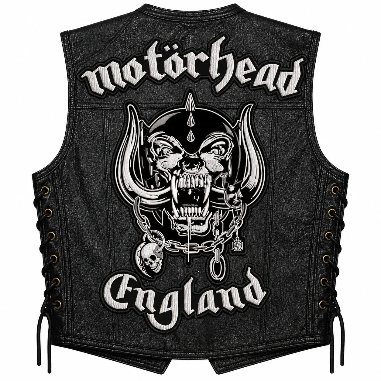 Chaleco de piel original más espaldera bordada MOTORHEAD G. B. Heavy Metal