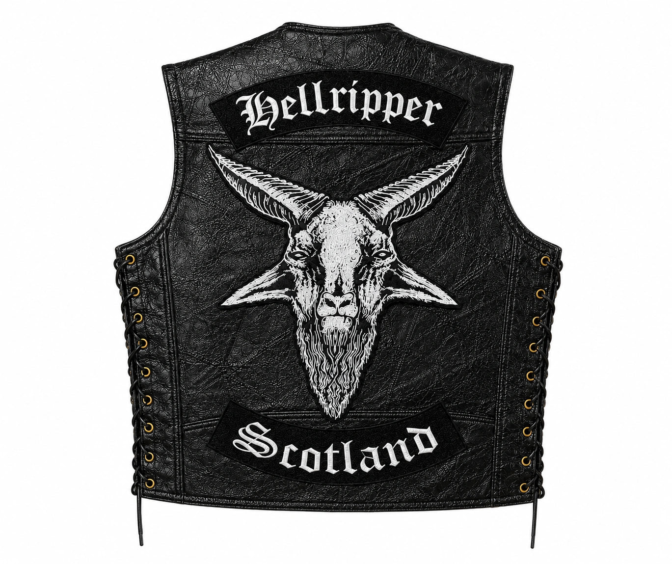 Chaleco de piel original más espaldera bordada HELLRIPPER
