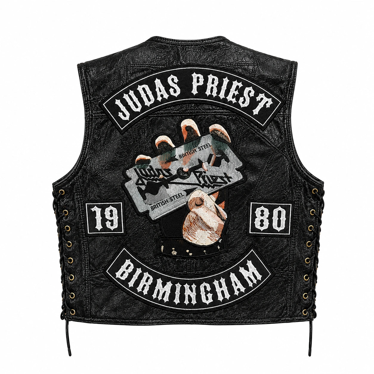Chaleco de piel original más espaldera bordada JUDAS PRIEST