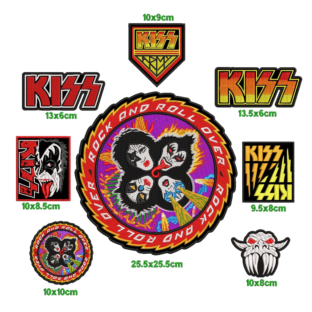 Pack Parches Bordados KISS Hard Rock