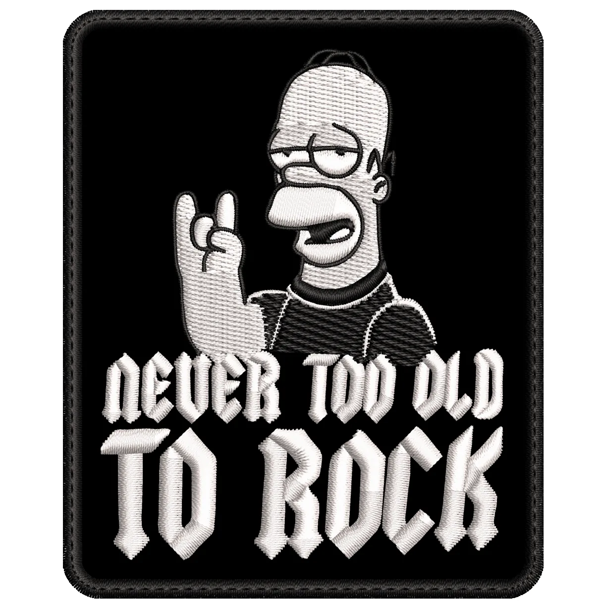 Parche Bordado NEVER TOO OLD TOO ROCK Homero Simpson