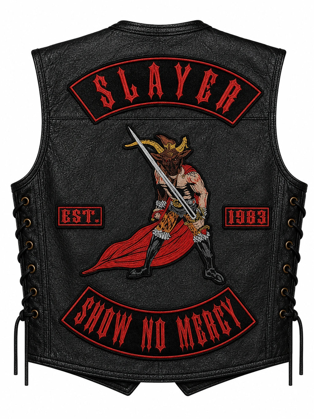 Chaleco de piel original más espaldera bordada SLAYER D STILL REIGNING (Copia)