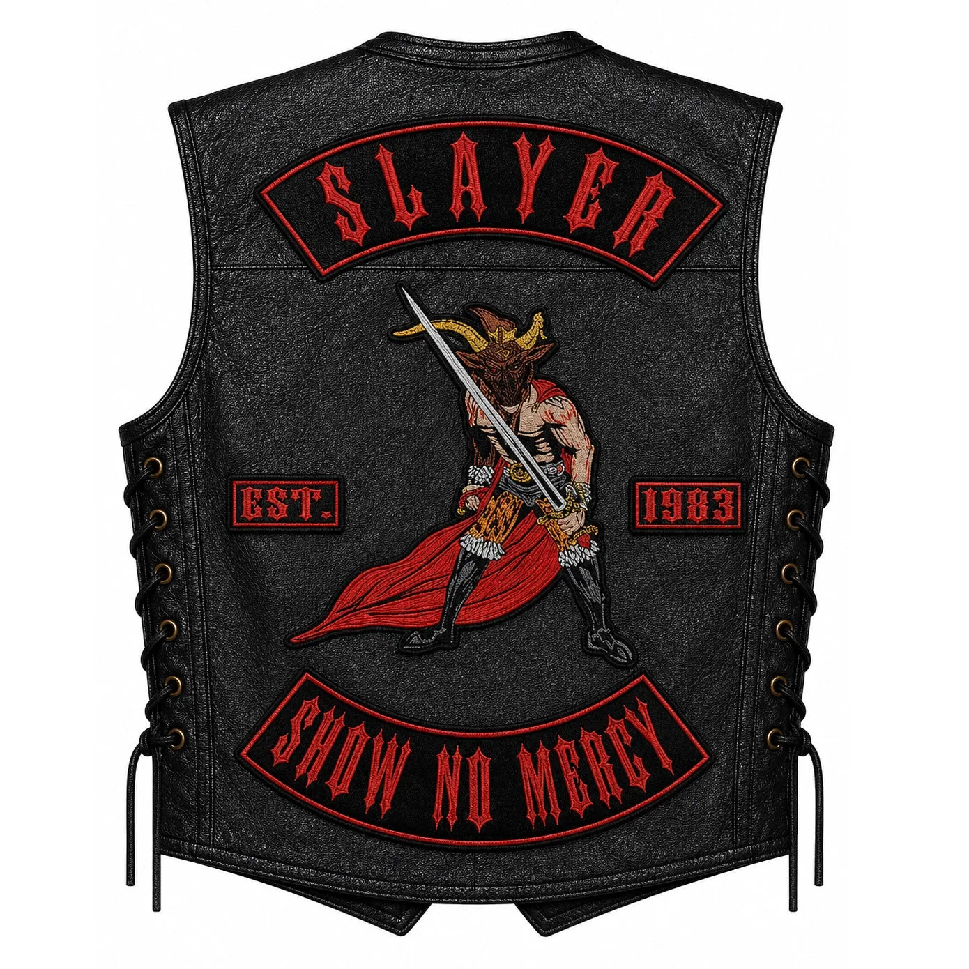 Chaleco de piel original más espaldera bordada SLAYER D STILL REIGNING Thrash Metal